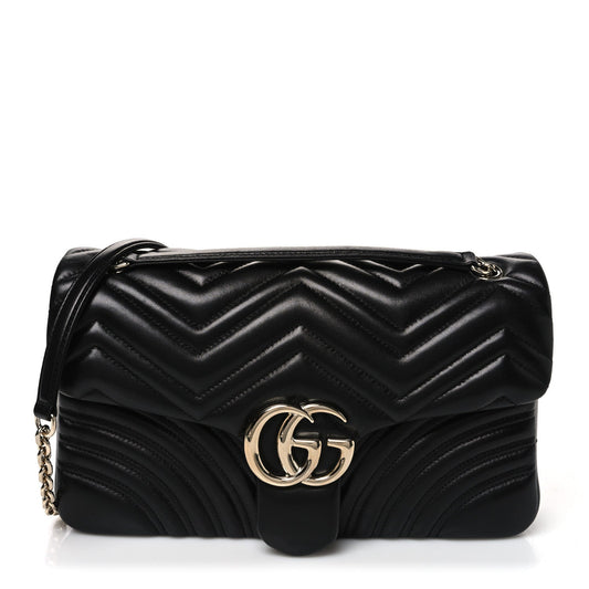 Lambskin Matelasse Large GG Marmont Shoulder Bag Black