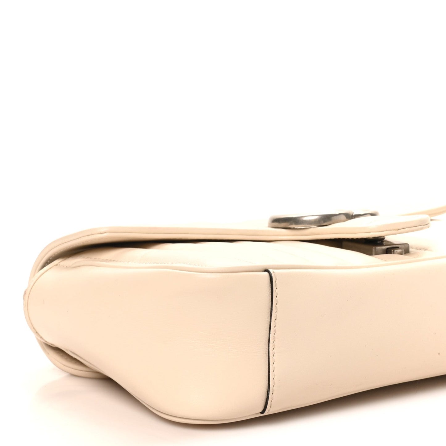 Calfskin Matelasse Aria Small GG Marmont Shoulder Bag Mystic White