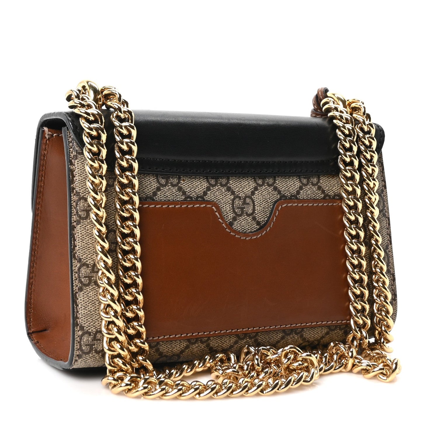 GG Supreme Monogram Calfskin Small Padlock Shoulder Bag Beige Black Cuir