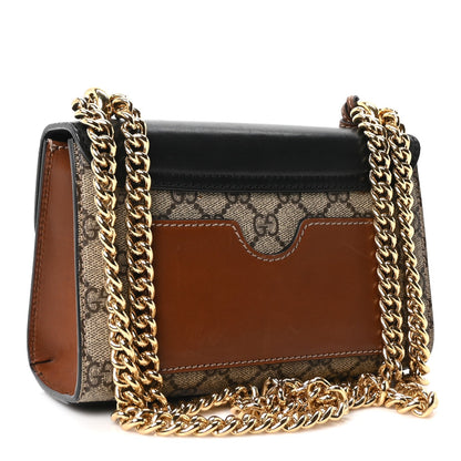 GG Supreme Monogram Calfskin Small Padlock Shoulder Bag Beige Black Cuir
