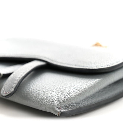 Goatskin Nano Saddle Chain Pouch Blue