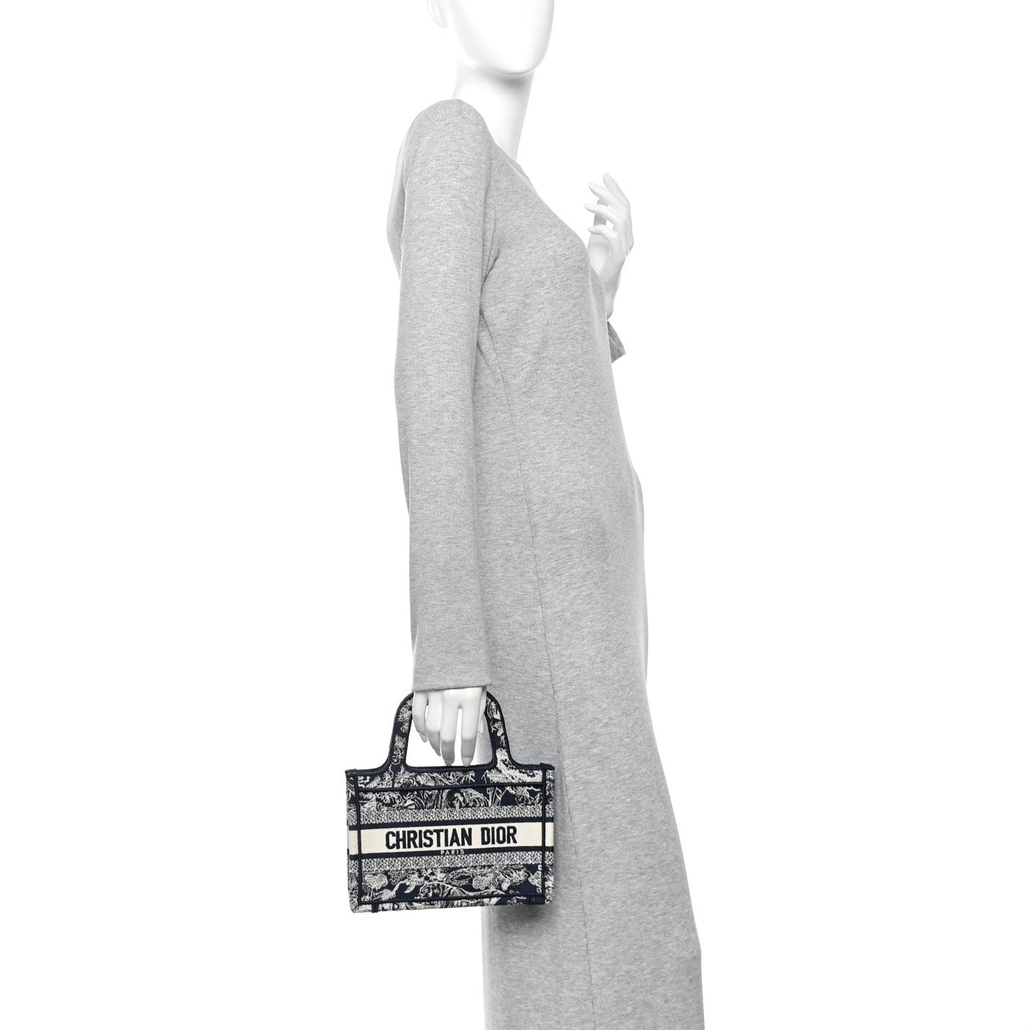 Canvas Embroidered Mini Toile De Jouy Book Tote Blue