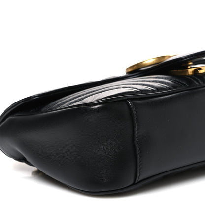 Calfskin Matelasse Small GG Marmont Shoulder Bag Black
