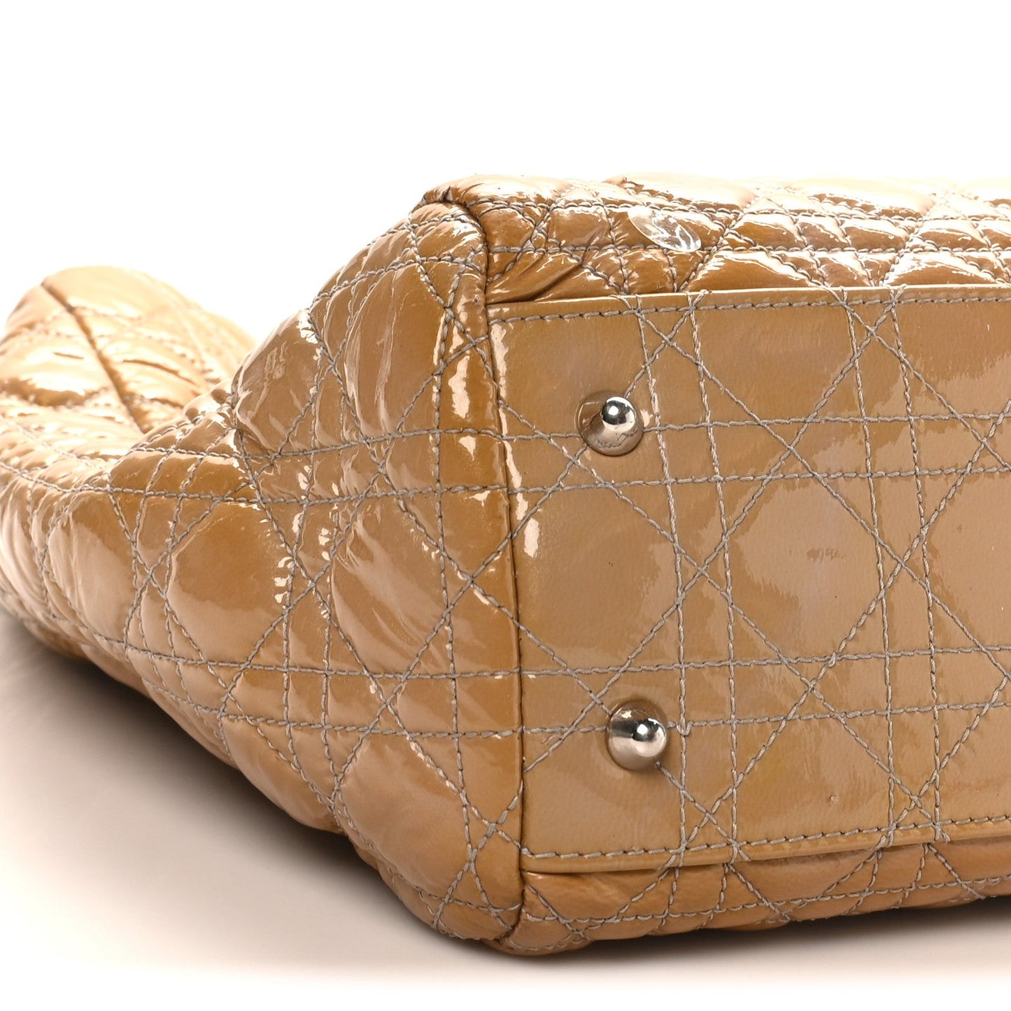 Patent Cannage Large Dior Soft Shopping Tote Beige
