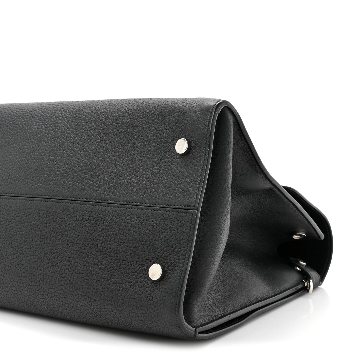 Grained Calfskin Large Diorever Flap Black
