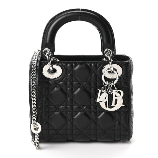 Lambskin Cannage Mini Lady Dior Black