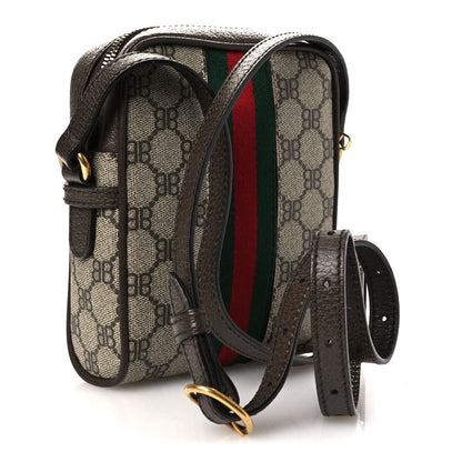 X BALENCIAGA BB Supreme Monogram Web Mini Ophidia Messenger Beige New Acero