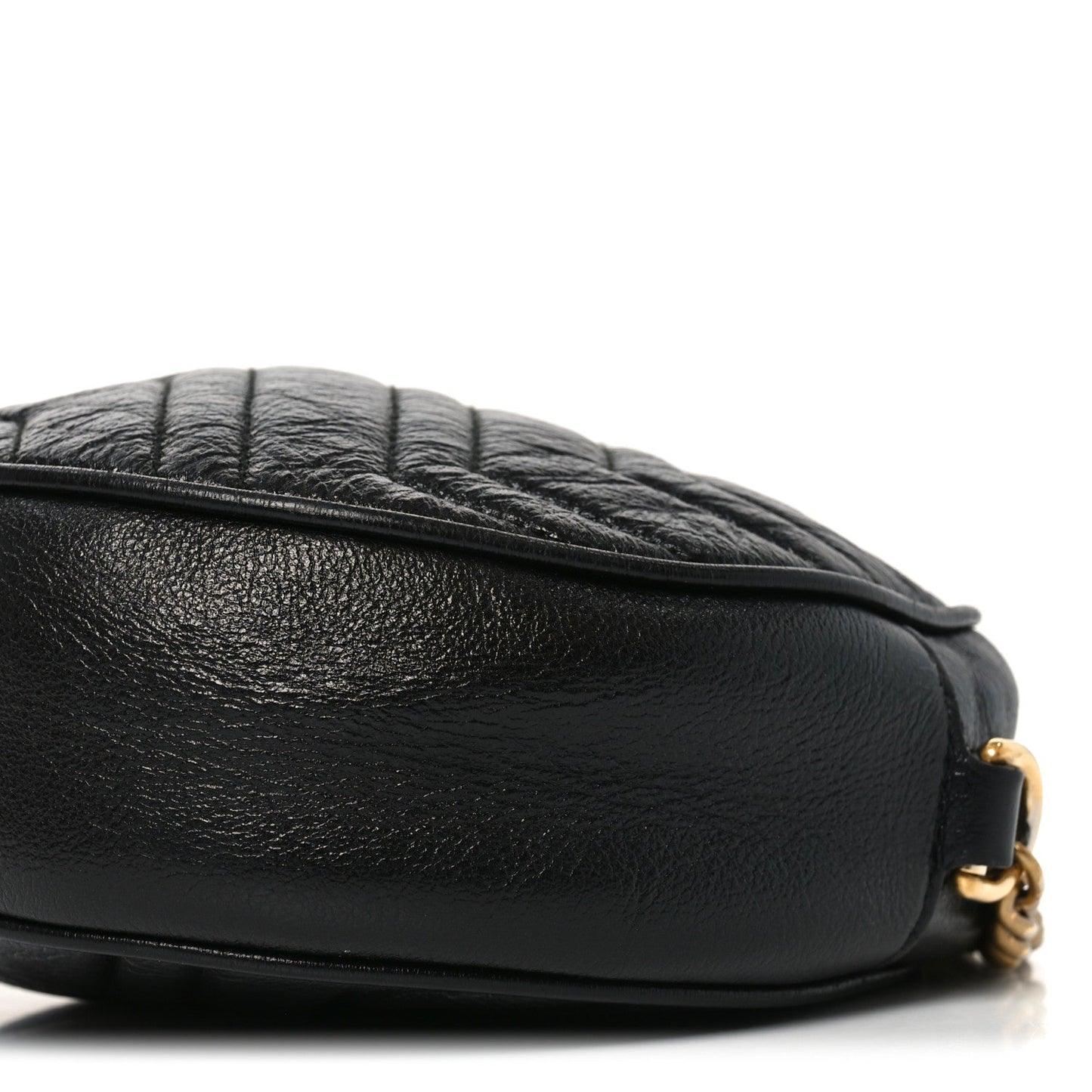 Azalea Calfskin Matelasse Heart Mini GG Marmont Round Shoulder Bag Black