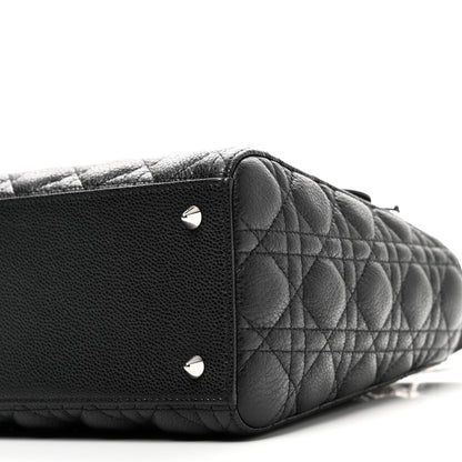 Grained Calfskin Cannage Medium Lady Dior Black