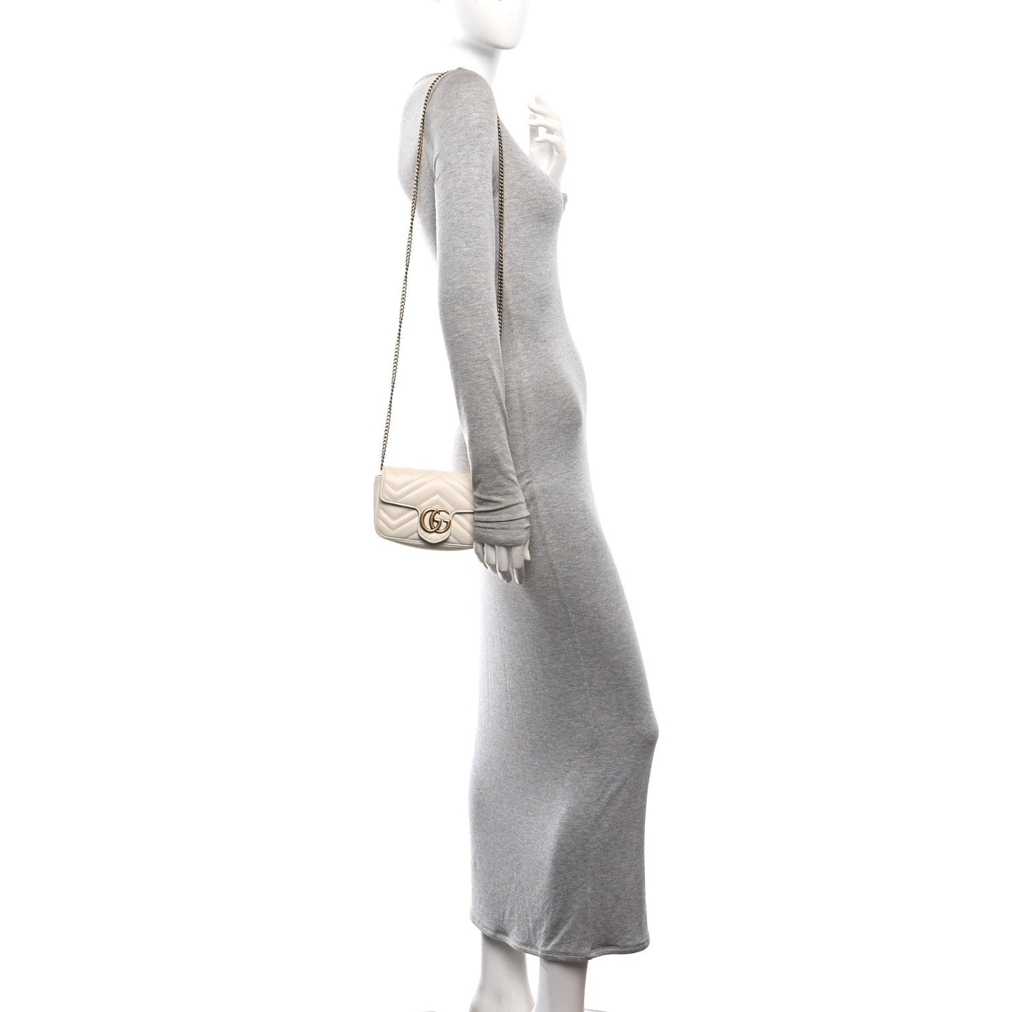 Calfskin Matelasse Super Mini GG Marmont Shoulder Bag White