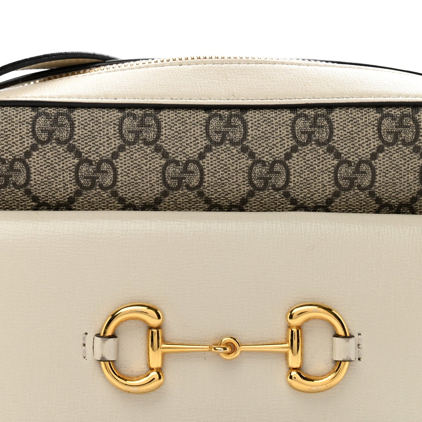 GG Supreme Monogram Small Horsebit 1955 Shoulder Bag Beige Mystic White