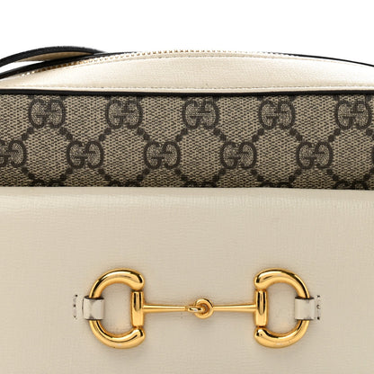GG Supreme Monogram Small Horsebit 1955 Shoulder Bag Beige Mystic White