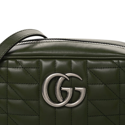Calfskin Matelasse Aria Small GG Marmont Chain Shoulder Bag Military Wood