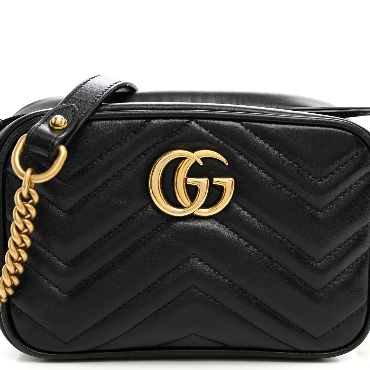Calfskin Matelasse Mini GG Marmont Camera Bag Black
