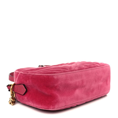 Velvet Matelasse Small GG Marmont Chain Shoulder Bag Light Raspberry Rose