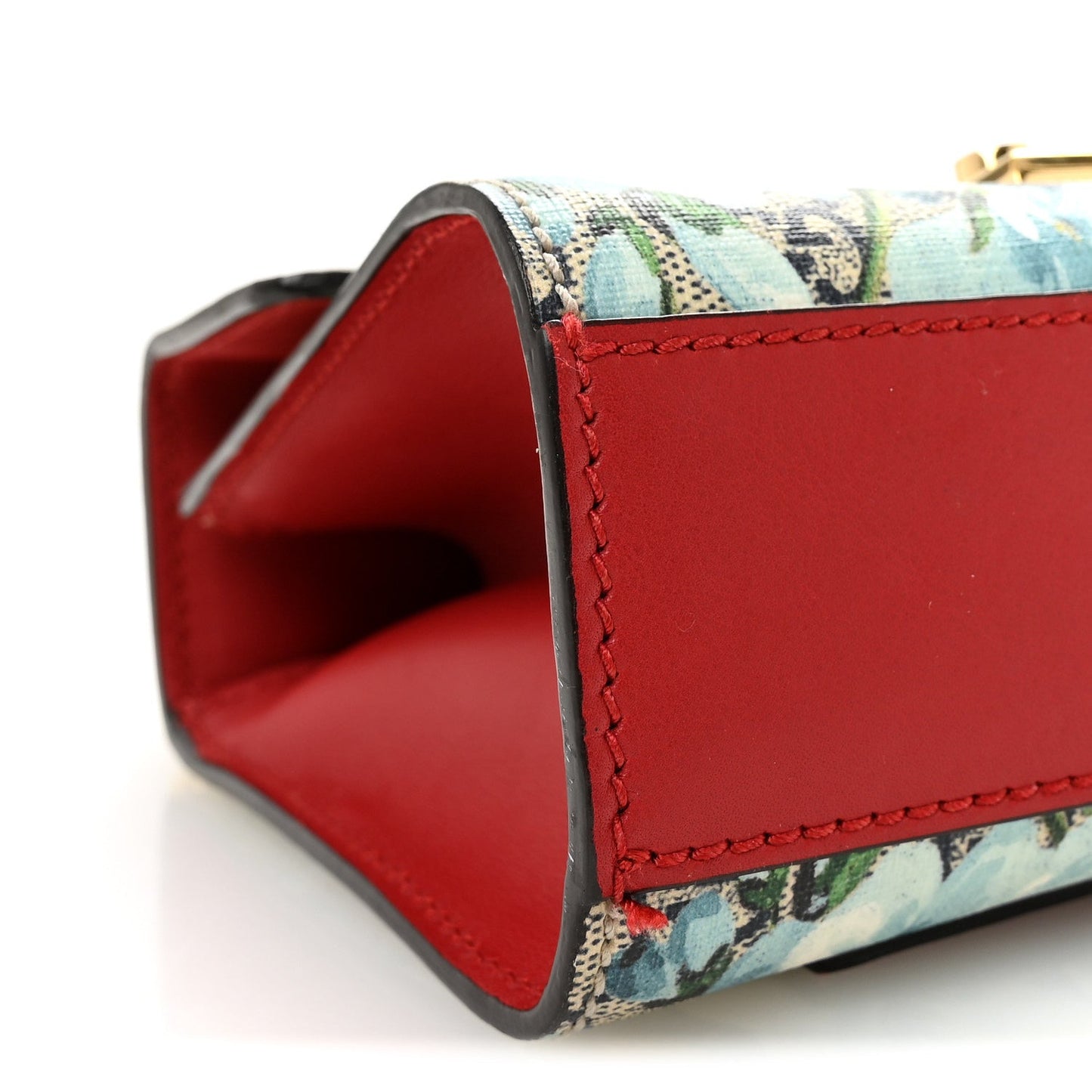 GG Supreme Monogram Blooms Small Padlock Shoulder Bag Beige Blue Navy Hibiscus Red