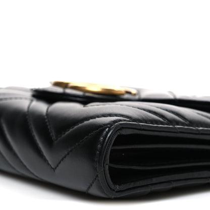 Calfskin Matelasse GG Marmont Chain Wallet Black