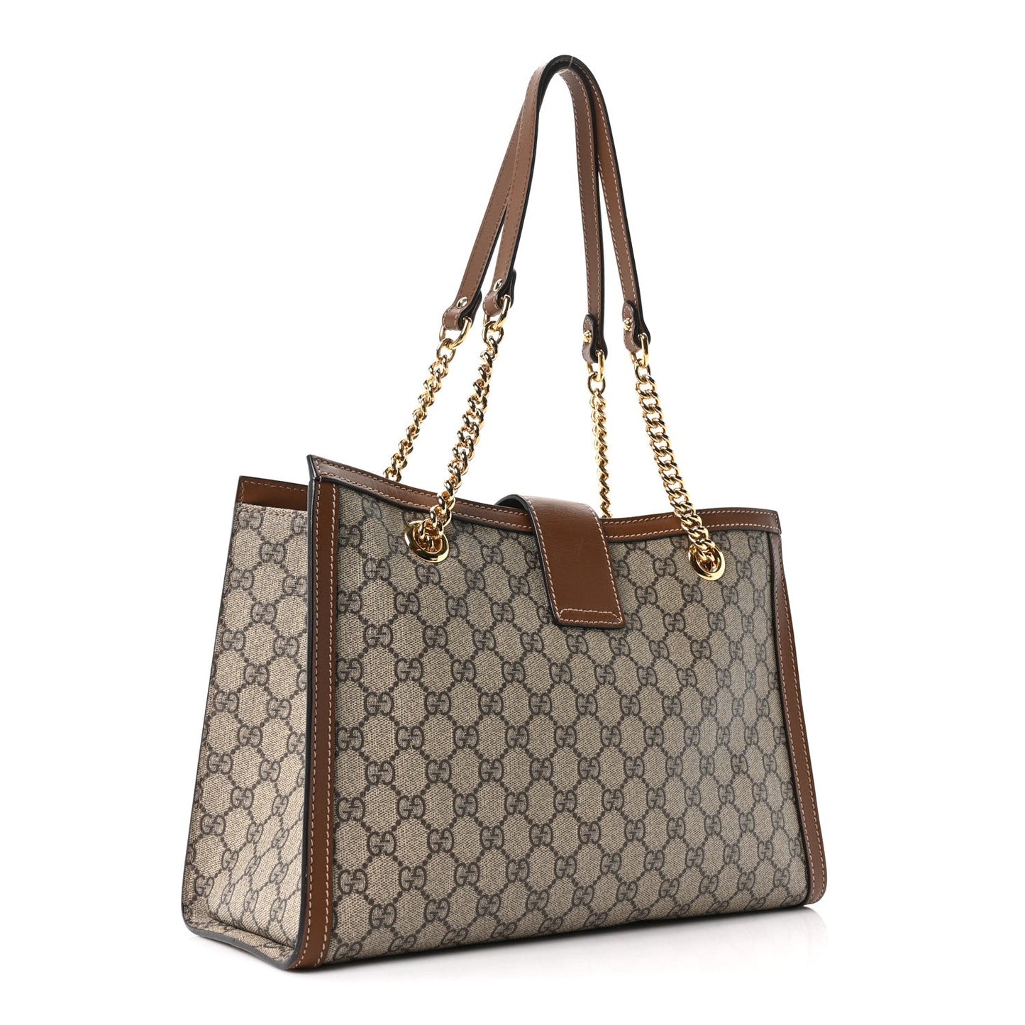 GG Supreme Monogram Medium Padlock Tote Beige Cuir