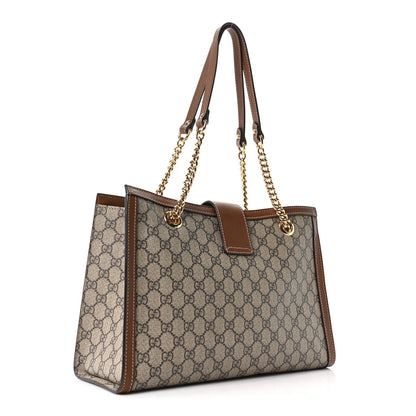 GG Supreme Monogram Medium Padlock Tote Beige Cuir