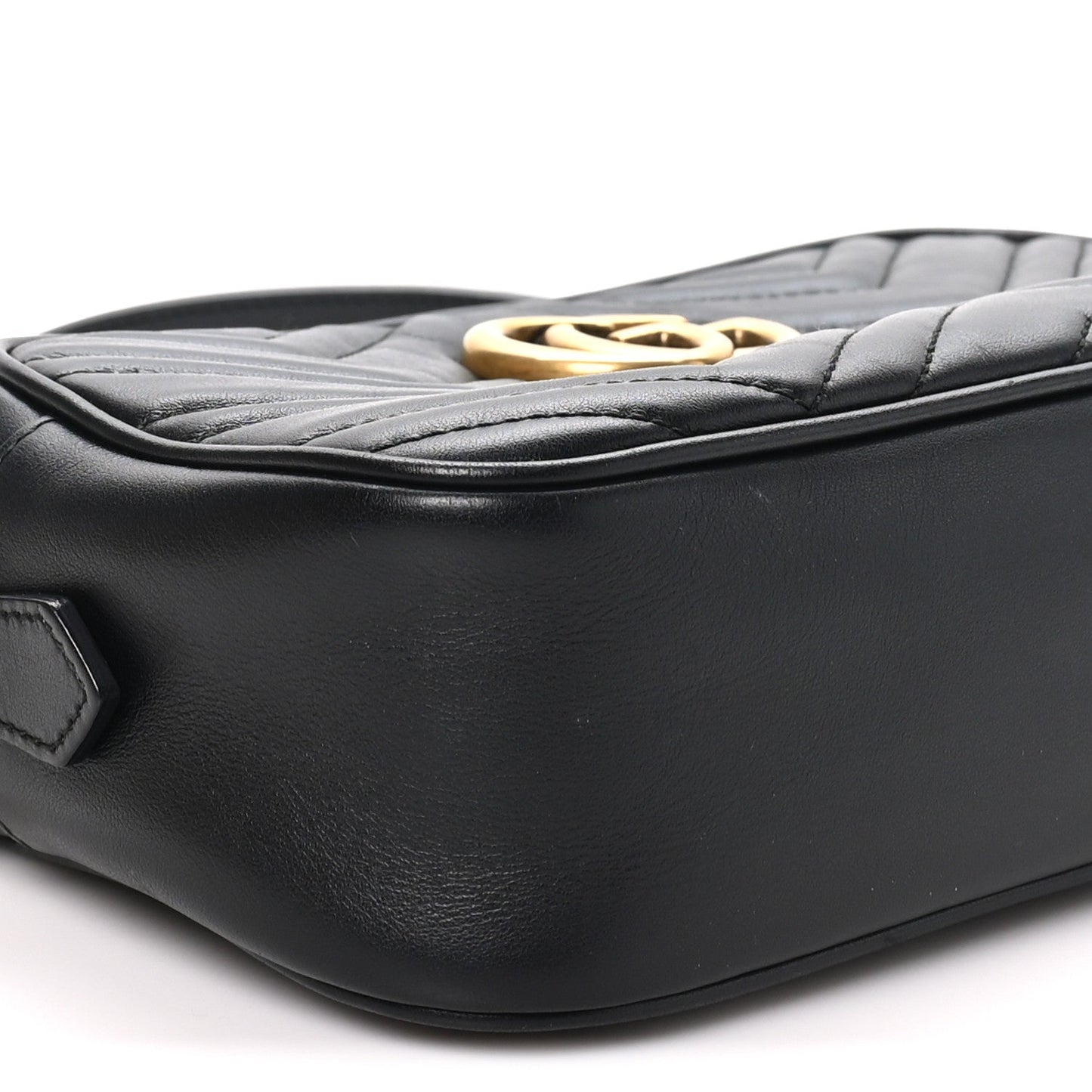 Calfskin Matelasse Small GG Marmont Chain Shoulder Bag Black