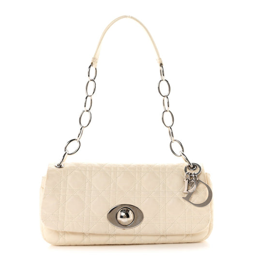 Lambskin Cannage Rendezvous Flap White