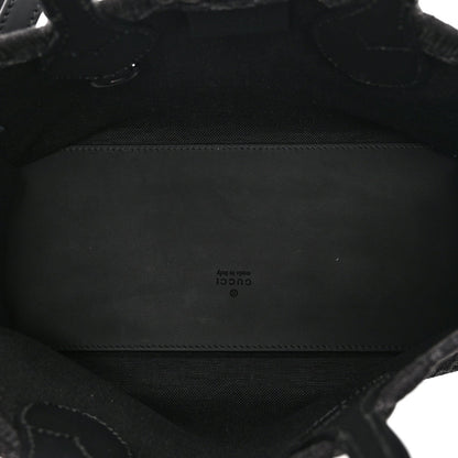 Denim Ophidia GG Monogram Tote Medium Black Grey