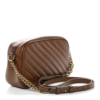 Glazed Calfskin Matelasse Diagonal Small GG Marmont Chain Shoulder Bag Cuir