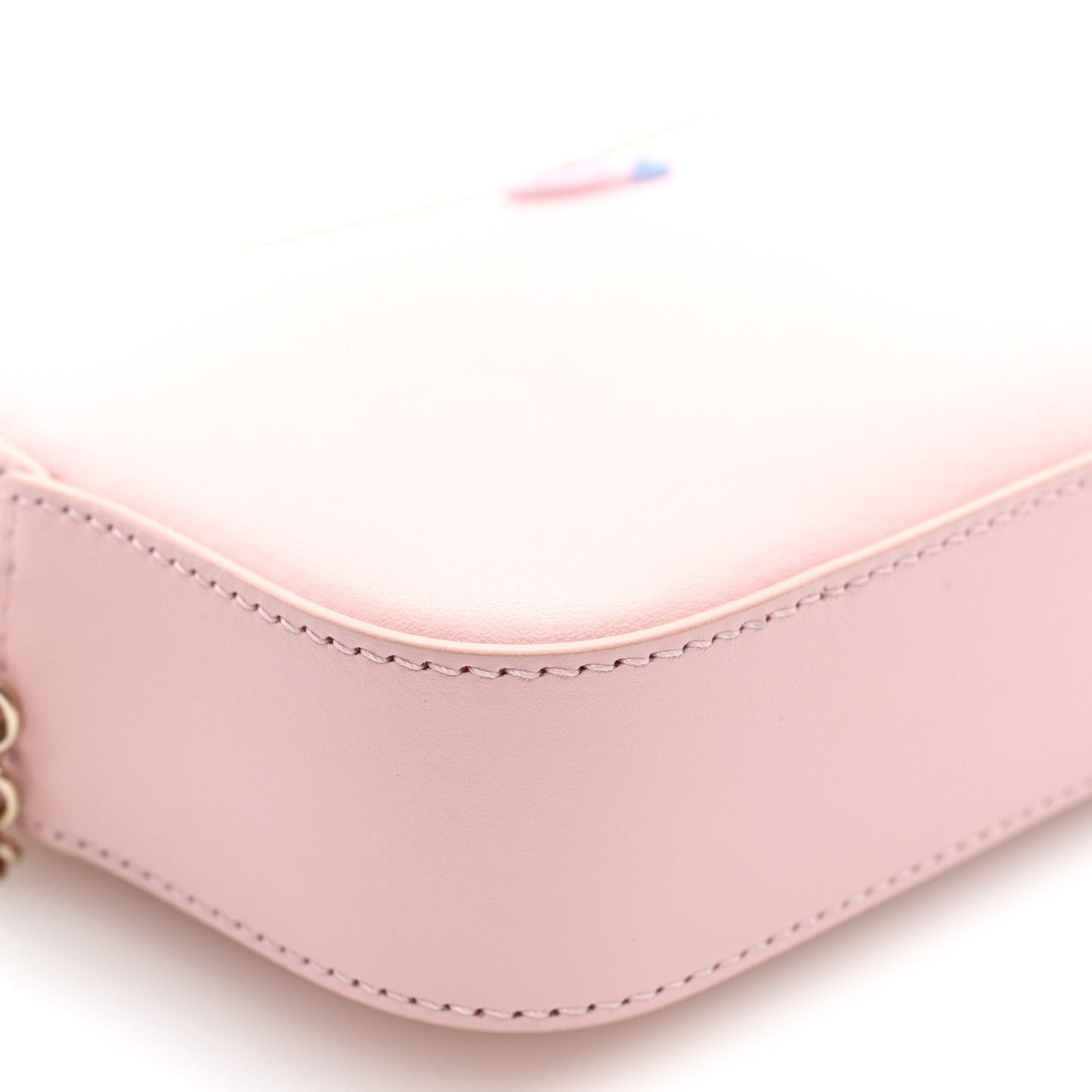 Dollar Calfskin Enamel Super Mini GG Marmont Chain Shoulder Bag  Light Pink Blue