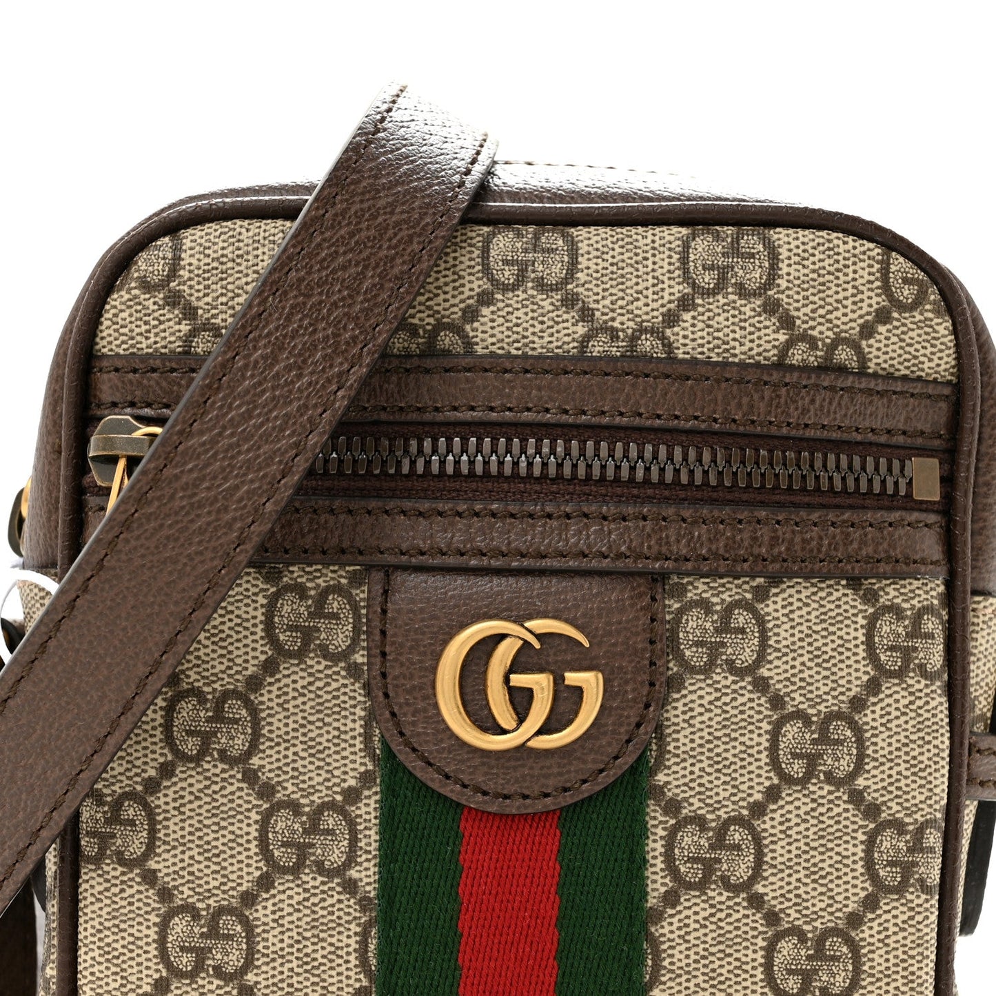 GG Supreme Monogram Web Mini Ophidia Messenger Brown