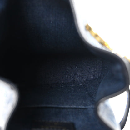 Denim Oblique Jacquard Medium C'est Chain Bucket Bag Denim Blue