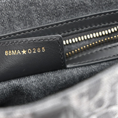 Denim Oblique Jacquard Saddle Bag With Strap Grey