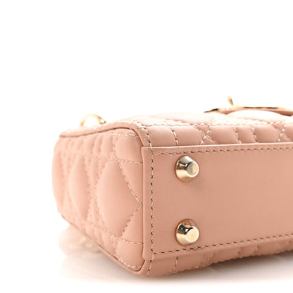 Lambskin Cannage Micro Lady Dior Rose Des Vents