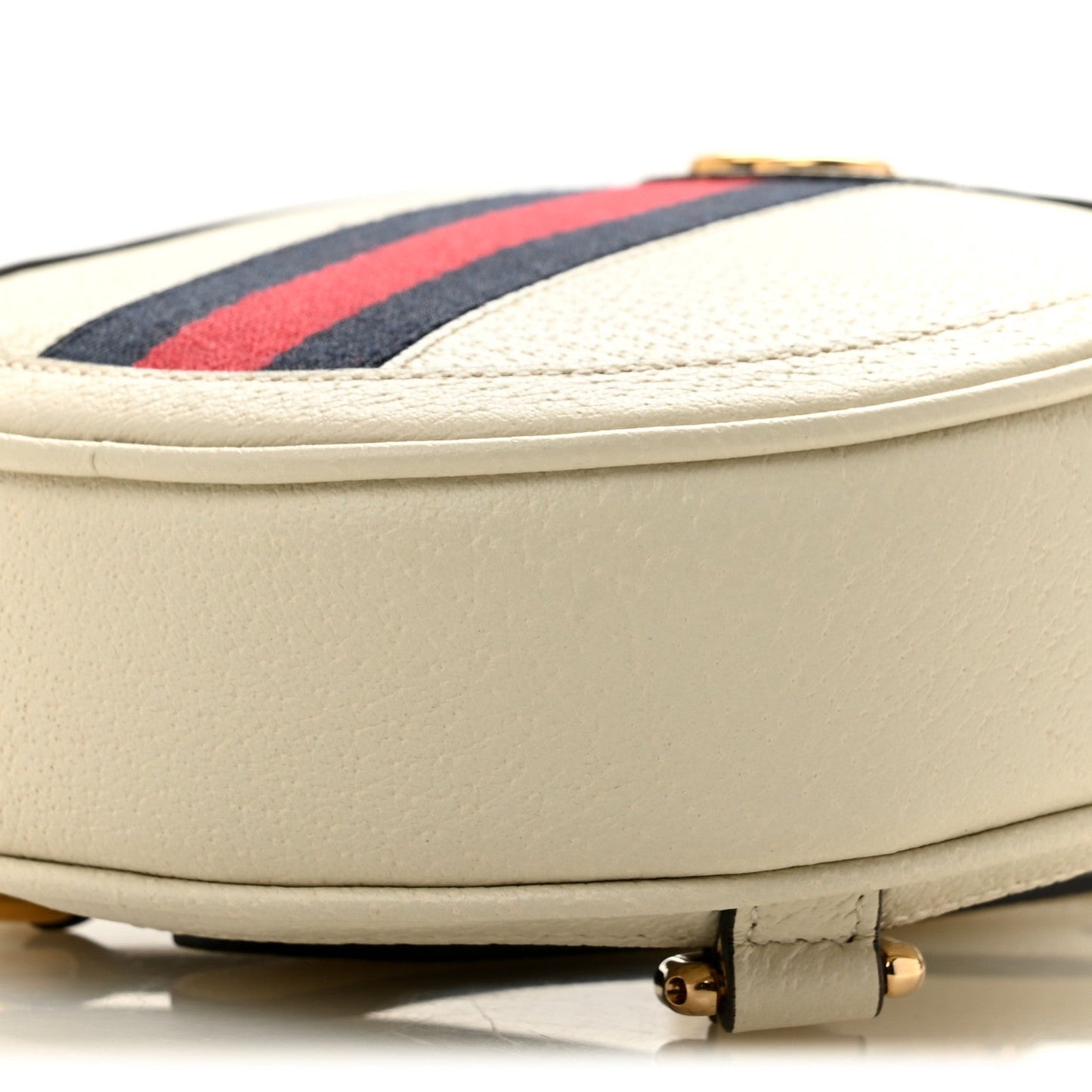 Textured Calfskin Web Mini Ophidia Round Backpack Mystic White