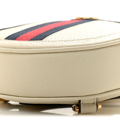 Textured Calfskin Web Mini Ophidia Round Backpack Mystic White