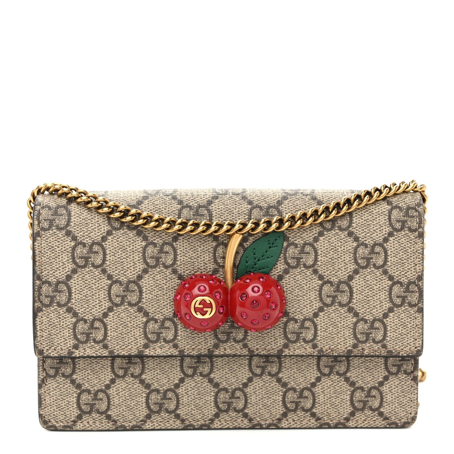 GG Supreme Monogram Mini Cherry Chain Bag