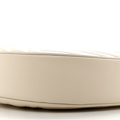 Calfskin Matelasse Chevron Mini GG Marmont Half Moon Hobo Mystic White