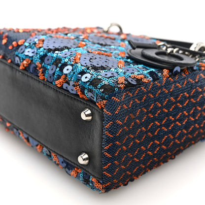 Sequin Lambskin Esprit Tokyo Mini Lady Dior Blue Multicolor