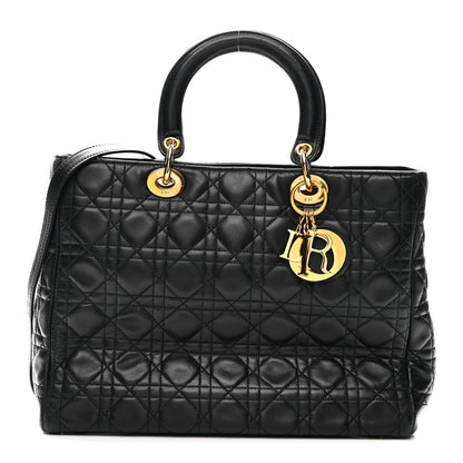 Lambskin Cannage Large Lady Dior Black