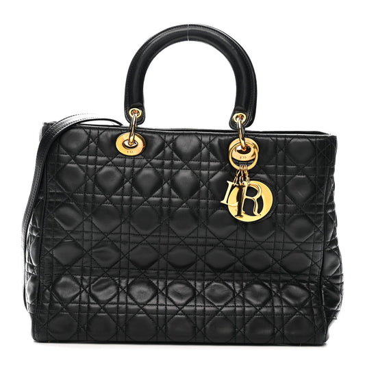 Lambskin Cannage Large Lady Dior Black