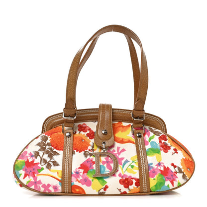 Canvas Floral Print Detective Satchel Multicolor