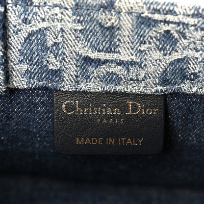 Denim Oblique Mini Book Tote With Strap Blue