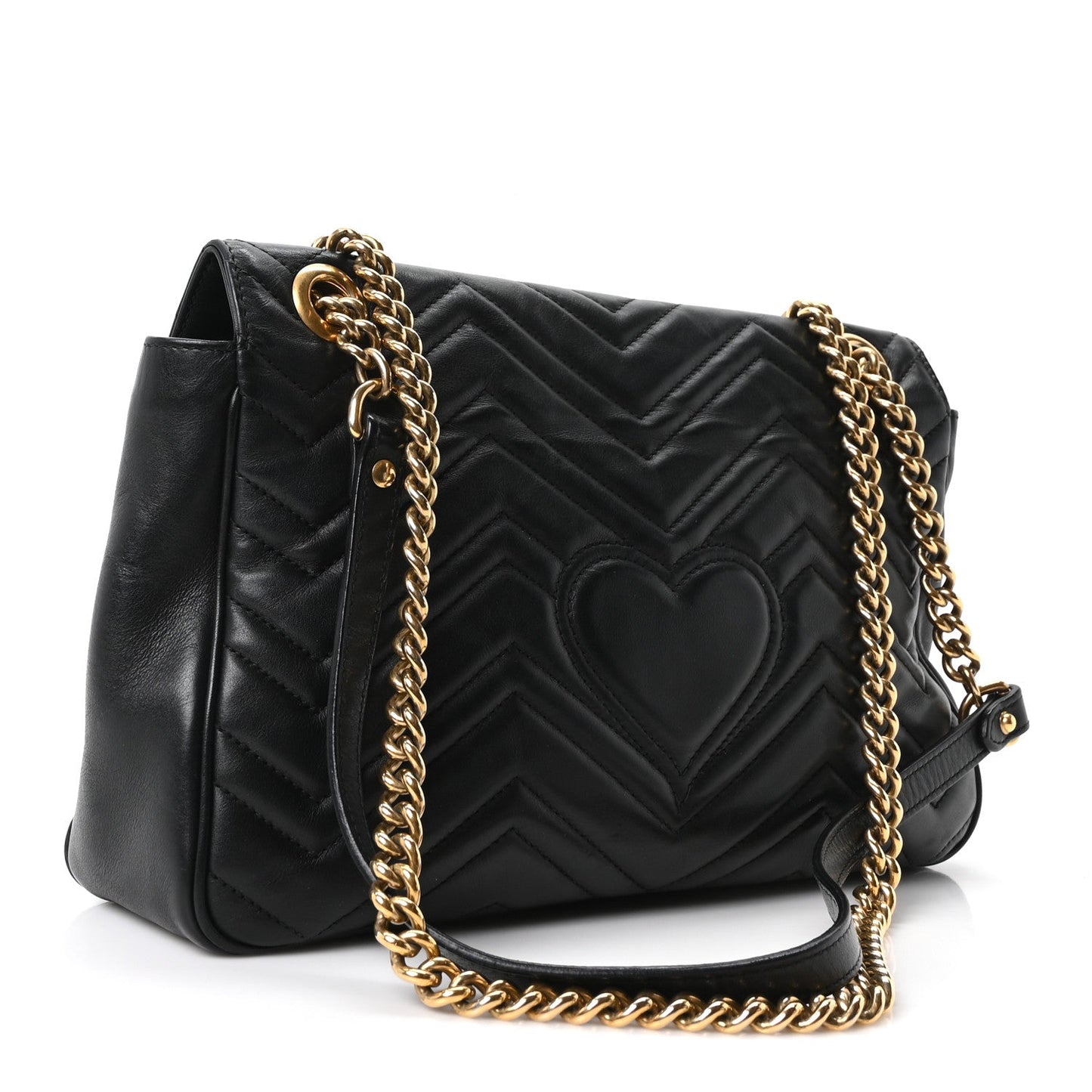 Calfskin Matelasse Medium GG Marmont Shoulder Bag Black