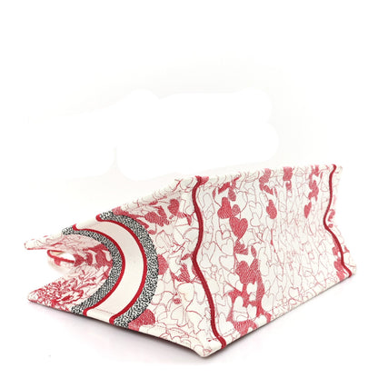 Canvas Embroidered Medium Dioramour D-Royaume Book Tote Red Multicolor
