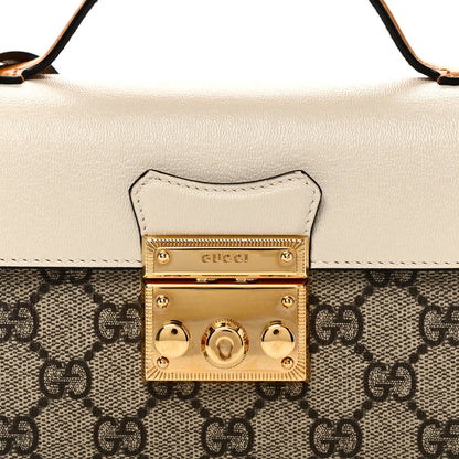 GG Supreme Monogram New Sakai Calfskin Mini Padlock Top Handle Shoulder Bag Beige Ebony Mystic White Sun Oil