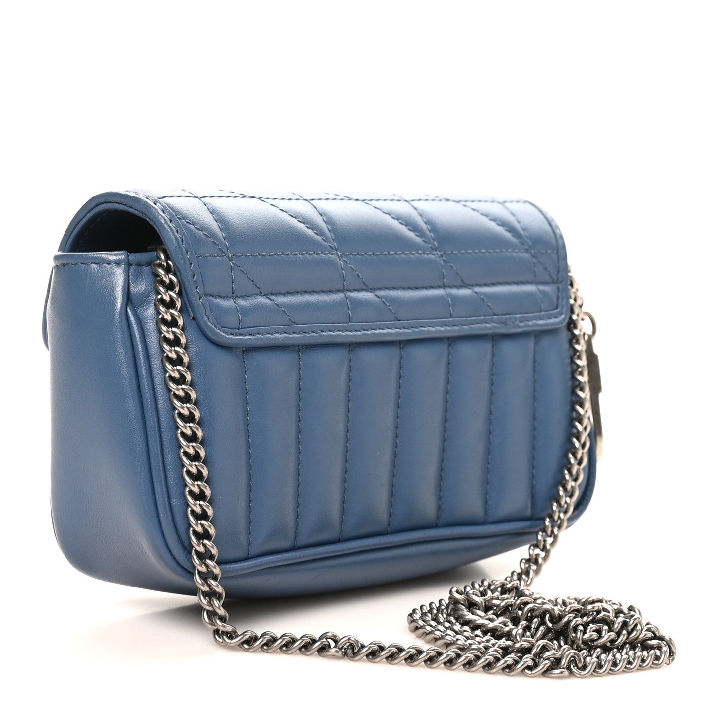 Calfskin Matelasse Aria Super Mini GG Marmont Shoulder Bag Clear Blue