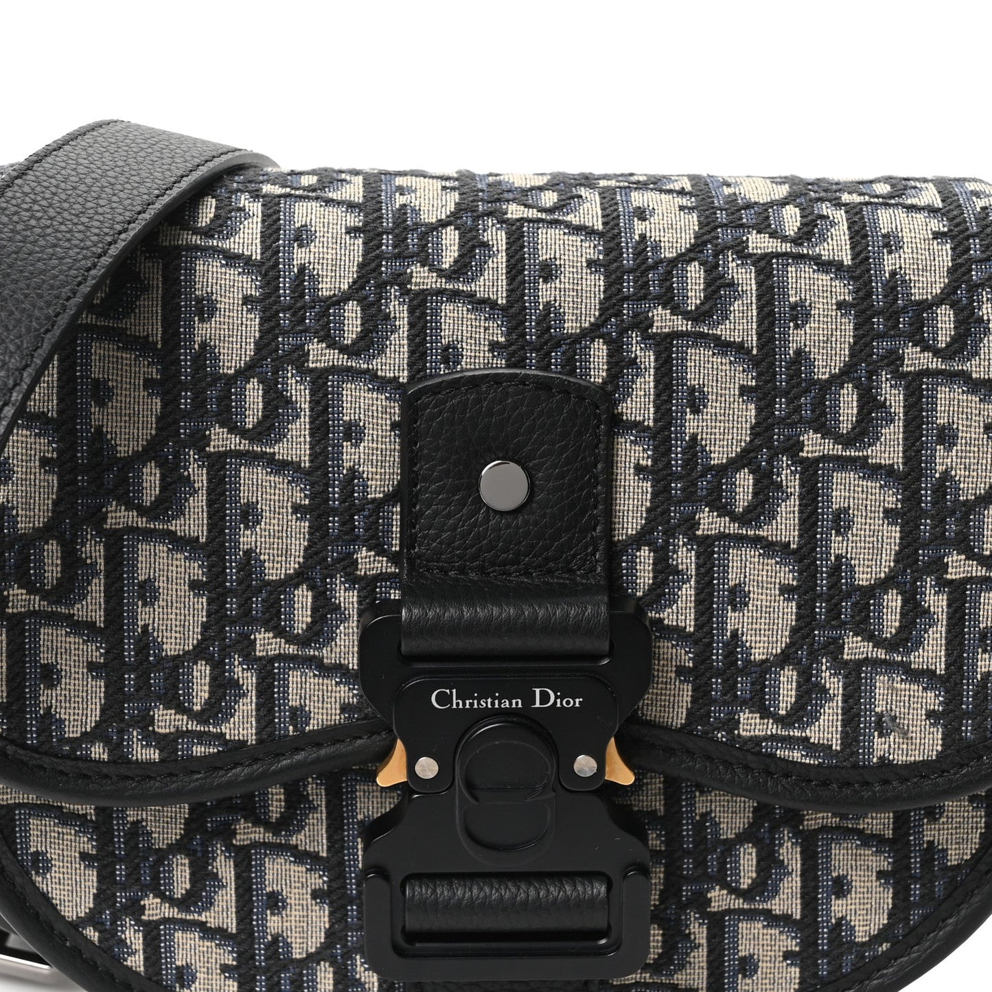 Oblique Grained Calfskin Mini Gallop Bag With Strap Black Beige