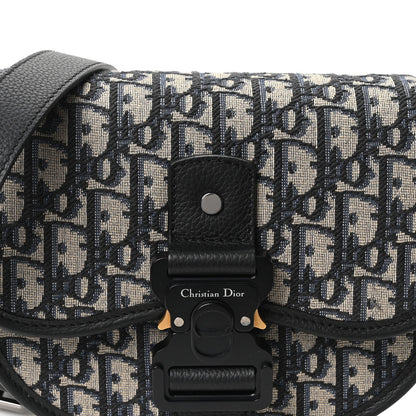 Oblique Grained Calfskin Mini Gallop Bag With Strap Black Beige