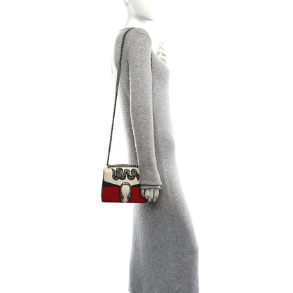 Calfskin Crystal Snake Embroidered Mini Dionysus Shoulder Bag Mystic White Hibiscus Red Blue Agata