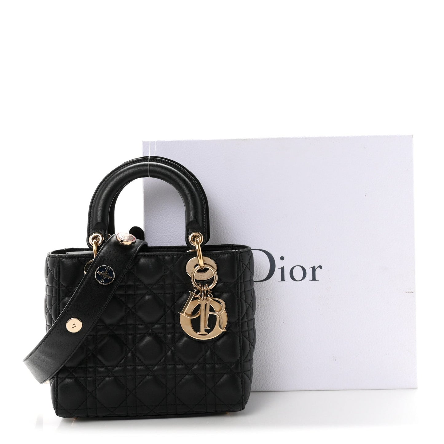 Lambskin Cannage Small Lucky Badges My Lady Dior Black