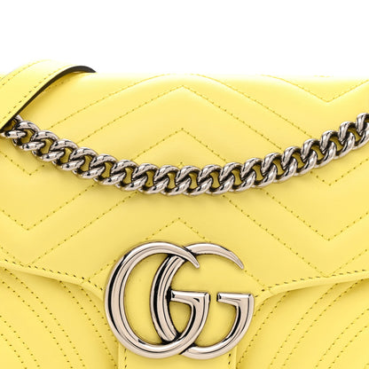 Calfskin Matelasse Small GG Marmont Shoulder Bag Banana